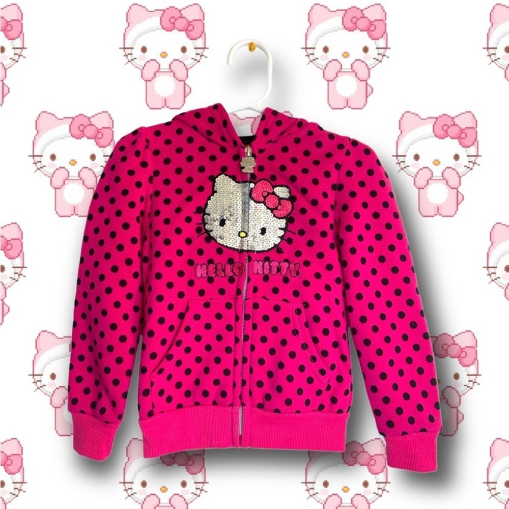 Hello Kitty Sequin Polka Dot Kids Jacket With Hood | Size: 3 (Toddler) | Sanrio